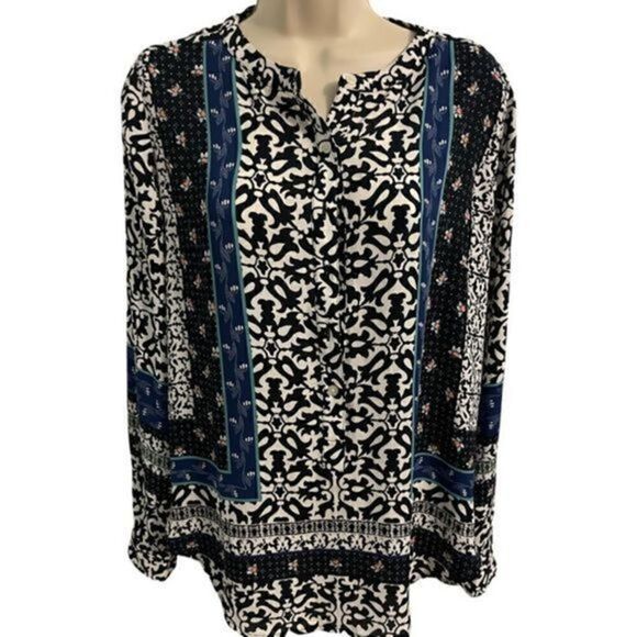 Loft Long Sleeve Round neck Button Blouse. Size XS - Picture 1 of 5